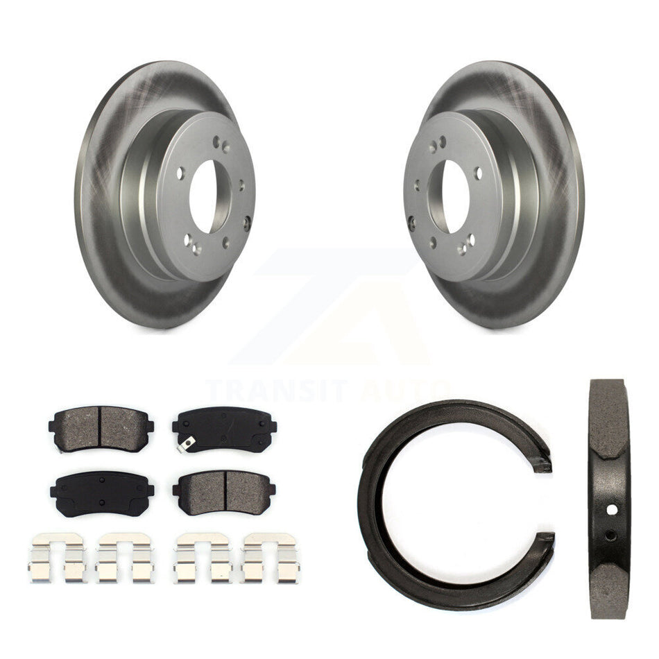 Rear Disc Coated Rotors Semi-Metallic Pads & Parking Shoes Kit For Hyundai Tucson Sonata KGS-103148