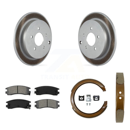 Rear Disc Coated Rotors Semi-Metallic Pads Parking Shoes Kit For Buick Rendezvous Pontiac KGS-103157