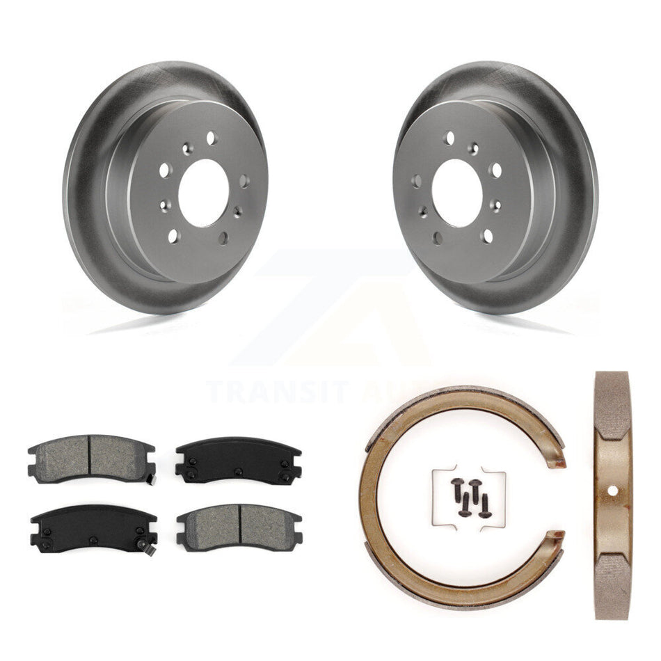 Rear Disc Coated Rotors Semi-Metallic Pads Parking Shoes Kit For Chevrolet Impala Pontiac KGS-103158