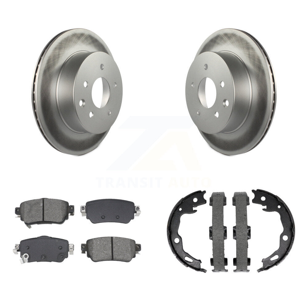 Rear Disc Coated Rotors Semi-Metallic Pads Parking Shoes Kit For 19 Nissan Rogue Sport S KGS-103161