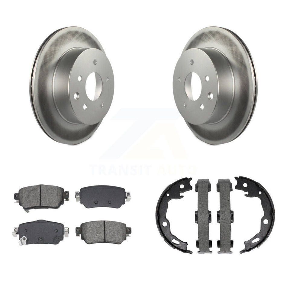 Rear Disc Coated Rotors Semi-Metallic Pads Parking Shoes Kit For 19 Nissan Rogue Sport S KGS-103161