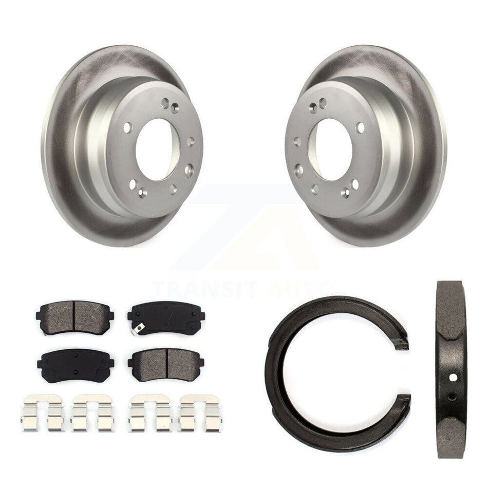 Rear Disc Coated Rotors Semi-Metallic Pads & Parking Shoes Kit For 11-16 Kia Sportage FWD KGS-103168