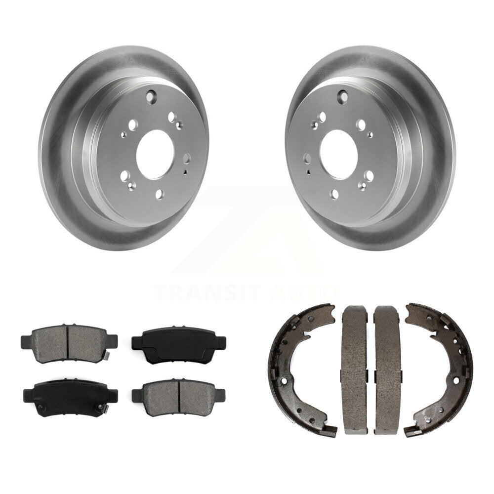 Rear Disc Coated Rotors Semi-Metallic Pads Parking Shoes Kit For 2005-2010 Honda Odyssey KGS-103176