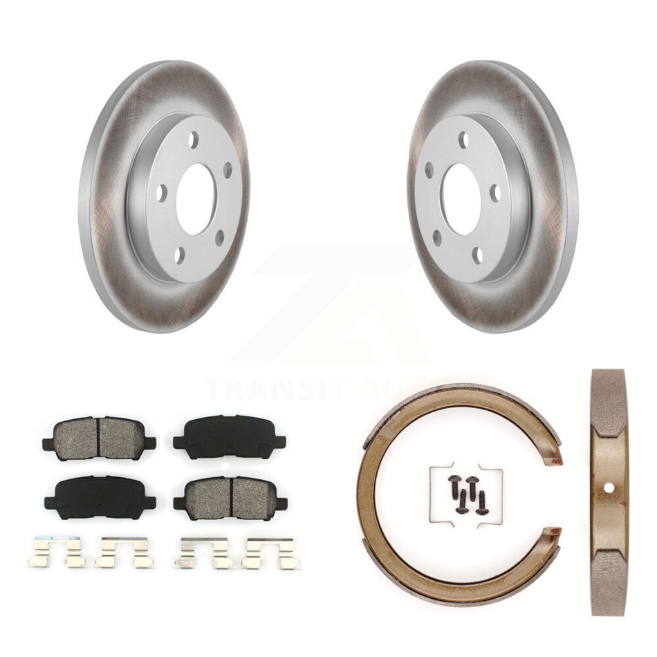 Rear Disc Coated Rotors Semi-Metallic Pads & Parking Brake Shoes Kit For Chevrolet Impala KGS-103179