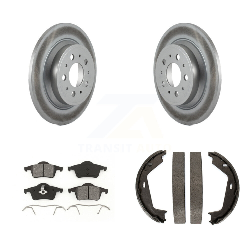 Rear Disc Coated Rotors Semi-Metallic Pads And Parking Brake Shoes Kit For Volvo XC70 S80 KGS-103180