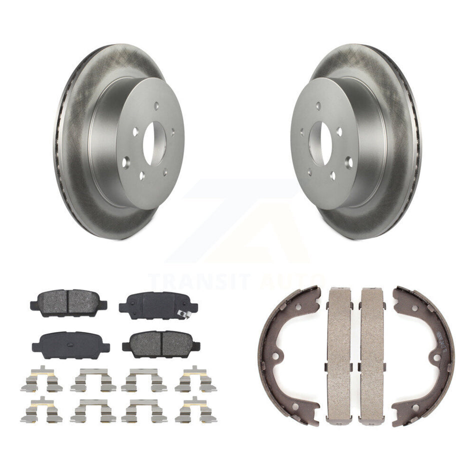 Rear Disc Coated Rotors Semi-Metallic Pads & Parking Shoes Kit For Nissan Murano INFINITI KGS-103181