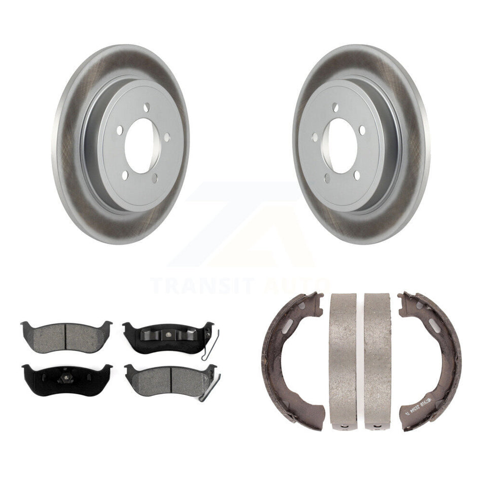 Rear Disc Coated Rotors Semi-Metallic Pads Parking Shoes Kit For Ford Explorer Sport Trac KGS-103188