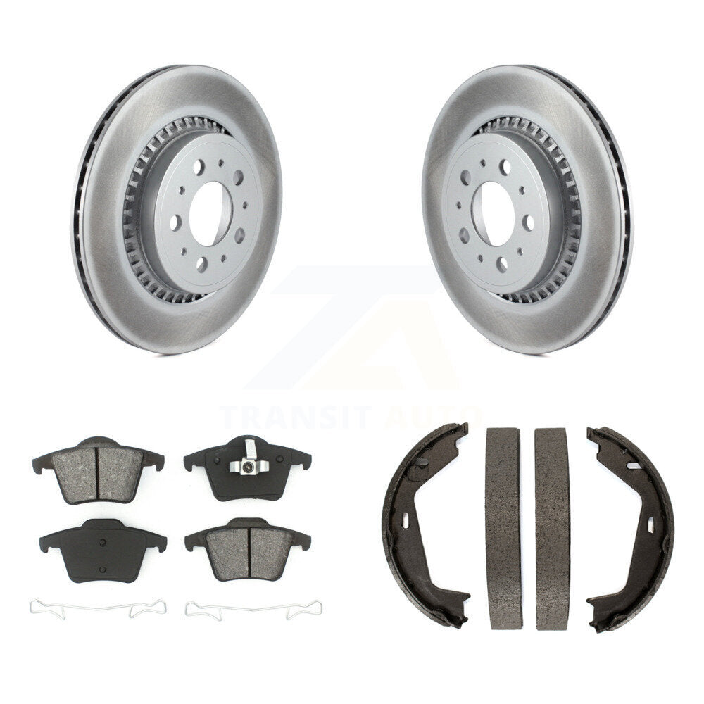 Rear Disc Coated Rotors Semi-Metallic Pads And Parking Shoes Kit For 2003-2007 Volvo XC90 KGS-103190