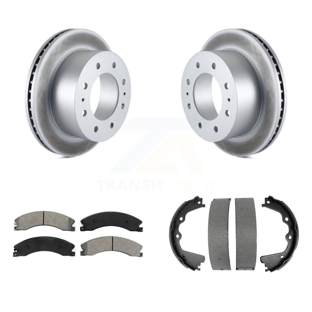 Rear Disc Coated Rotors Semi-Metallic Pads Parking Shoes Kit For GMC Sierra 2500 HD 3500 KGS-103195