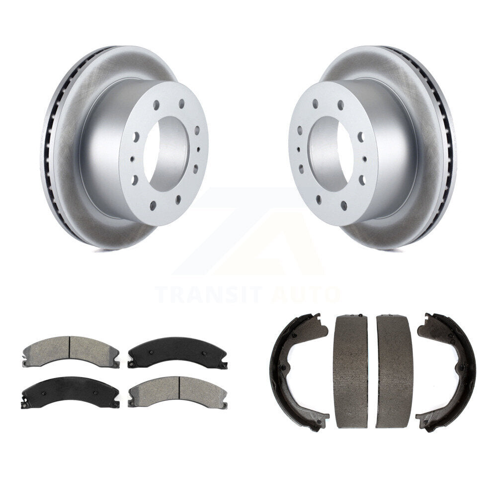 Rear Disc Coated Rotors Semi-Metallic Pads Parking Shoes Kit For Chevrolet Silverado 2500 KGS-103196