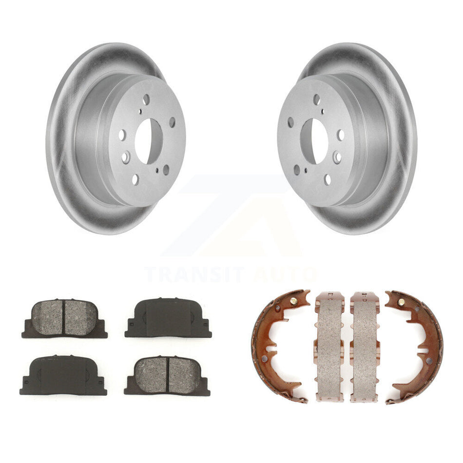 Rear Disc Coated Rotors Semi-Metallic Pads Parking Shoes Kit For Toyota Camry Lexus ES300 KGS-103199
