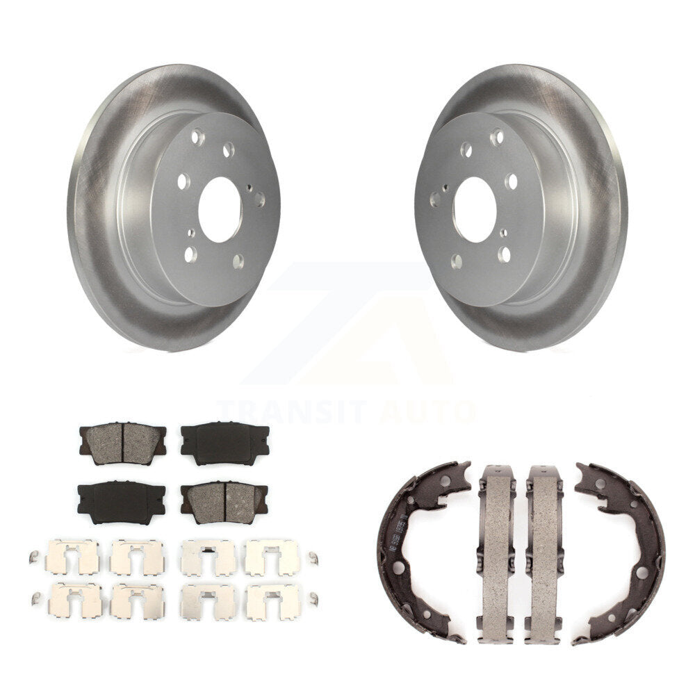 Rear Disc Coated Rotors Semi-Metallic Pads Parking Shoes Kit For Toyota RAV4 Lexus HS250h KGS-103201