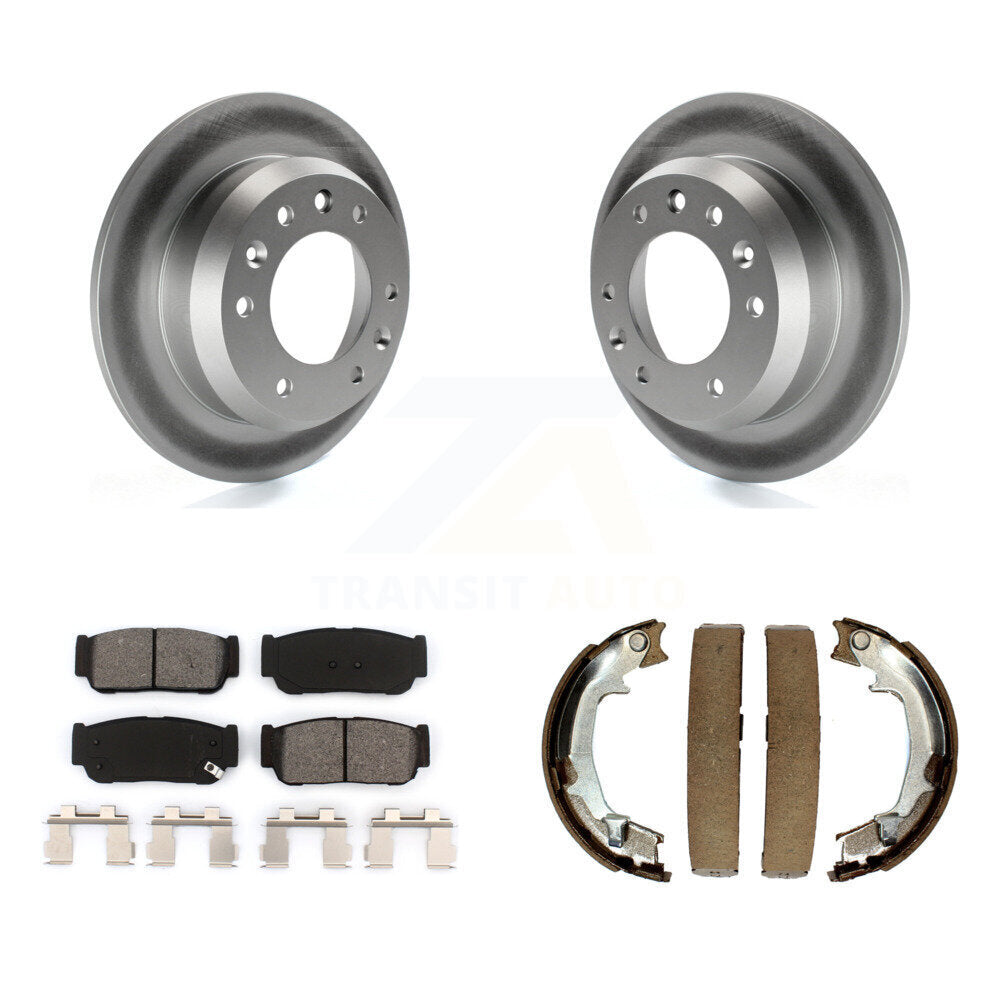 Rear Disc Coated Rotors Semi-Metallic Pads & Parking Shoes Kit For Hyundai Entourage Kia KGS-103205