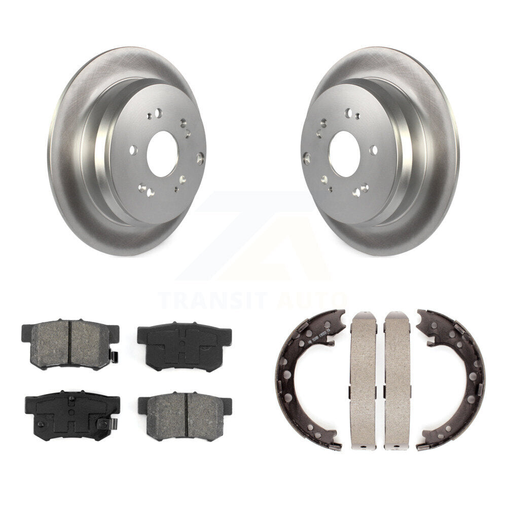 Rear Disc Coated Rotors Semi-Metallic Pads And Parking Brake Shoes Kit For Acura RDX KGS-103207