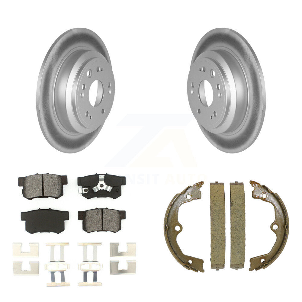 Rear Disc Coated Rotors Semi-Metallic Pads & Parking Shoes Kit For Honda Accord Crosstour KGS-103211