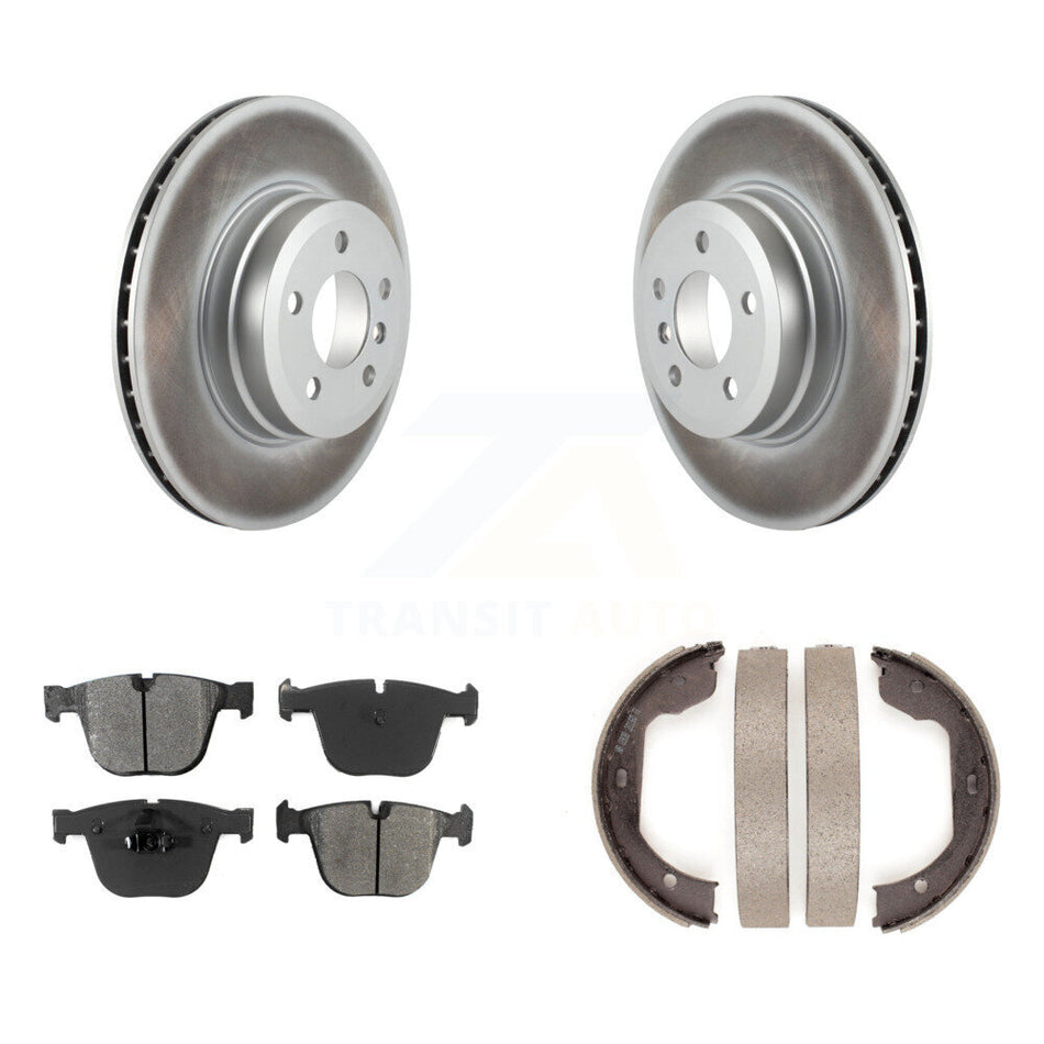 Rear Disc Coated Rotors Semi-Metallic Pads And Parking Brake Shoes Kit For BMW X5 X6 KGS-103213