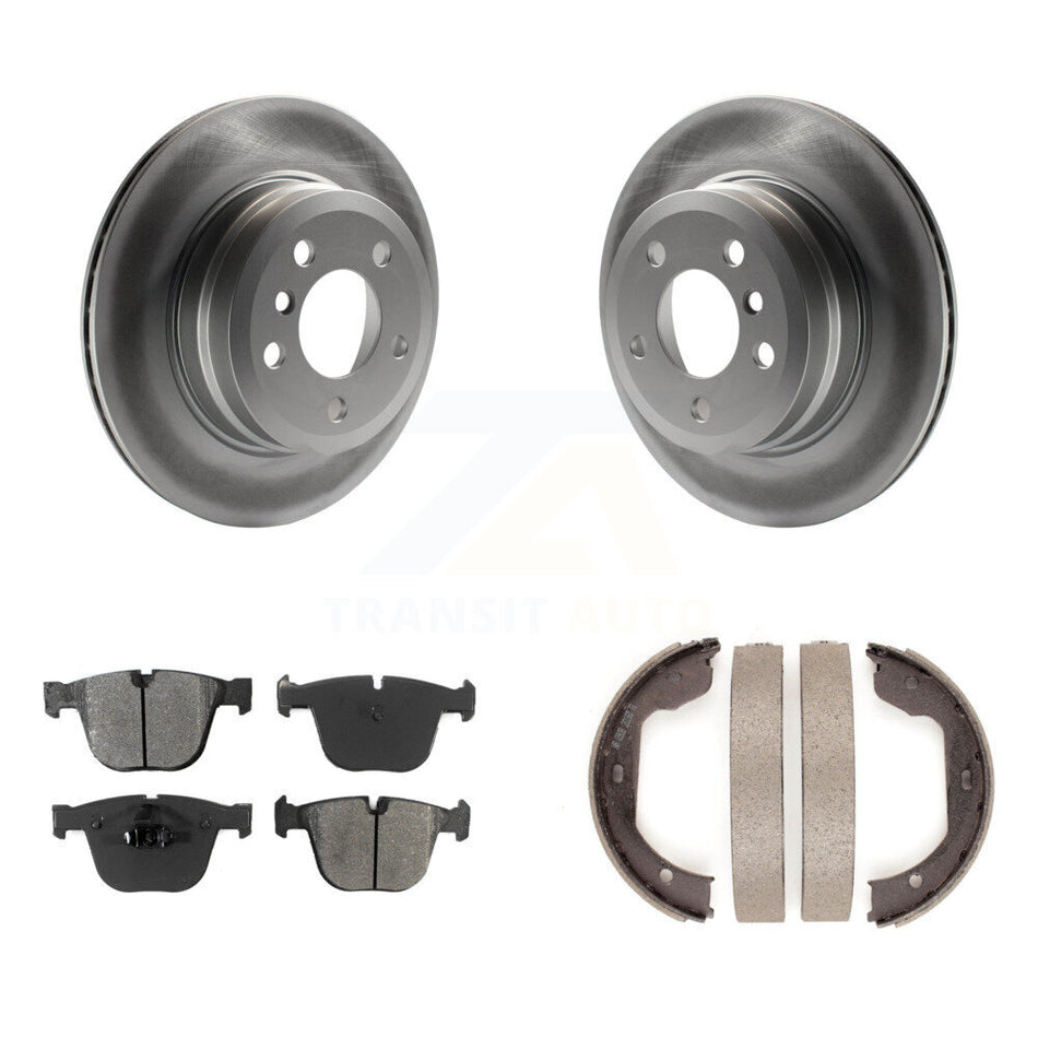Rear Disc Coated Rotors Semi-Metallic Pads & Parking Shoes Kit For 2009 BMW X6 From 10 08 KGS-103214
