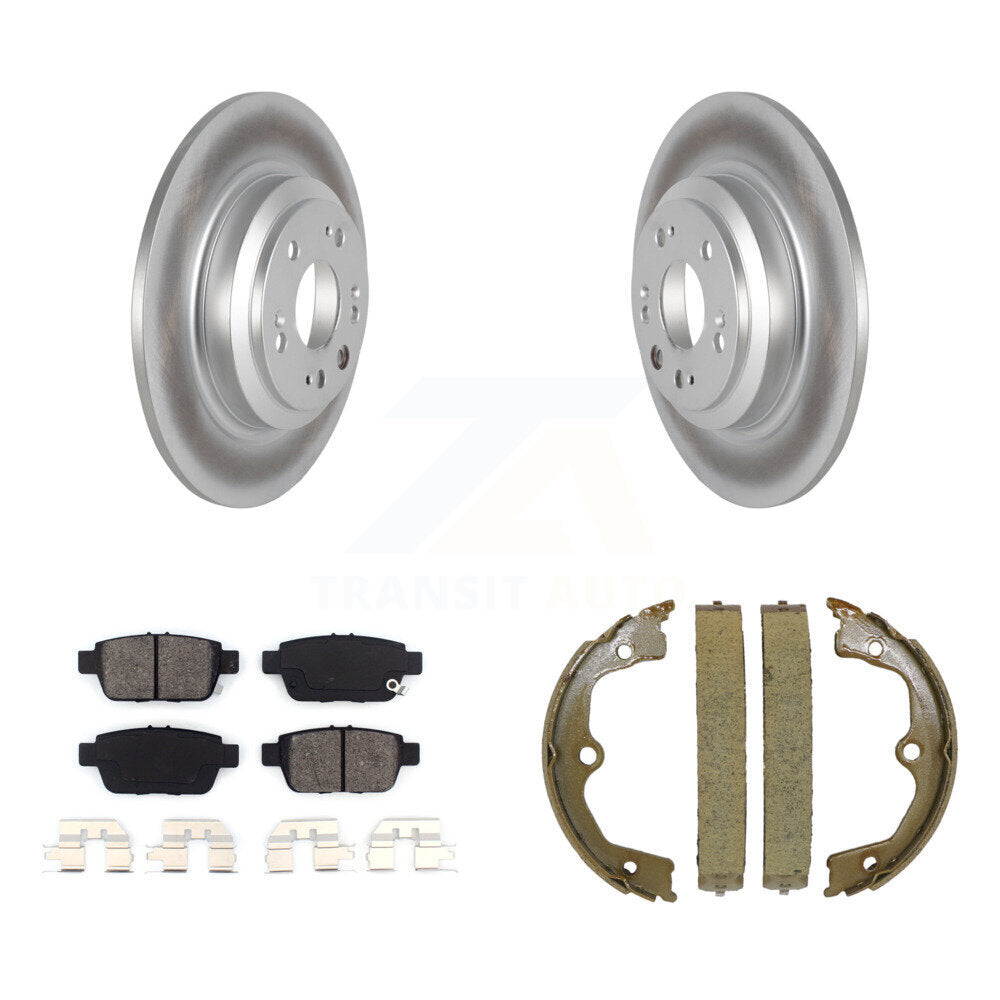 Rear Disc Coated Rotors Semi-Metallic Pads Parking Brake Shoes Kit For 2009-2014 Acura TL KGS-103216