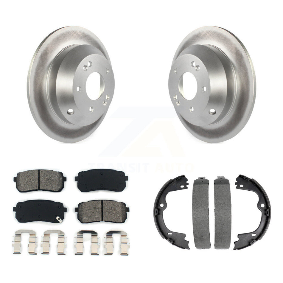 Rear Disc Coated Rotors Semi-Metallic Pads And Parking Brake Shoes Kit For Kia Sedona KGS-103229