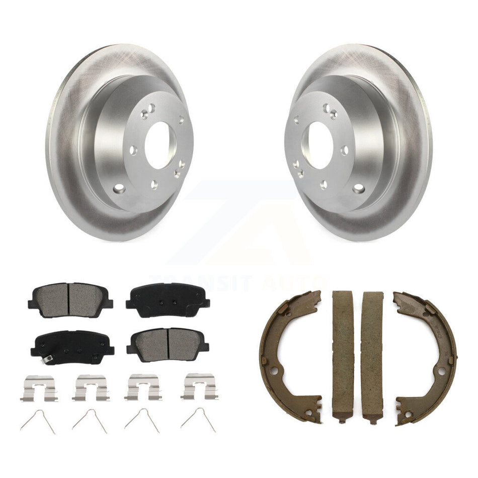 Rear Disc Coated Rotors Semi-Metallic Pads & Parking Shoes Kit For Hyundai Santa Fe Sport KGS-103230