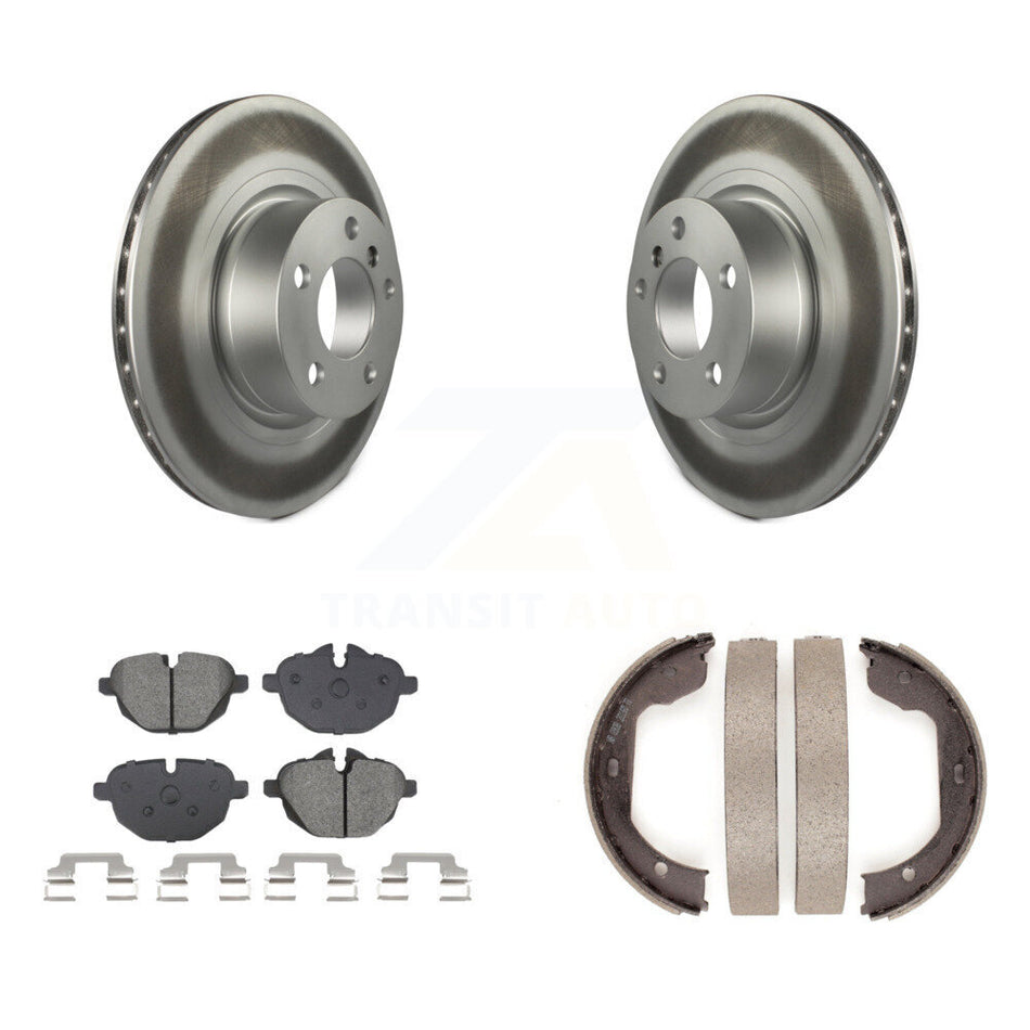 Rear Disc Coated Rotors Semi-Metallic Pads & Parking Shoes Kit For 2011 BMW X3 xDrive28i KGS-103233
