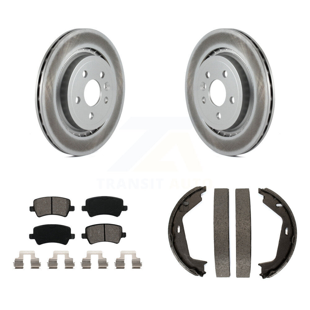 Rear Disc Coated Rotors Semi-Metallic Pads Parking Shoes Kit For 2007-2009 Volvo S80 AWD KGS-103237