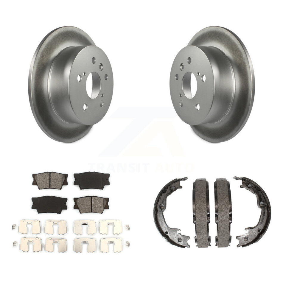 Rear Disc Coated Rotors Semi-Metallic Pads Parking Shoes Kit For Toyota Camry Lexus ES350 KGS-103240