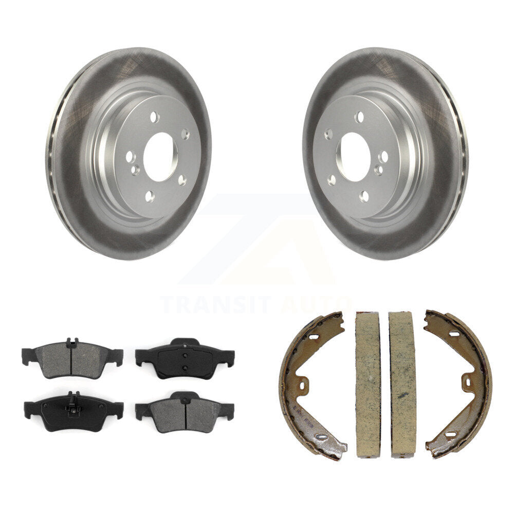 Rear Disc Coated Rotors Semi-Metallic Pads Parking Brake Shoes Kit For Mercedes-Benz E550 KGS-103242
