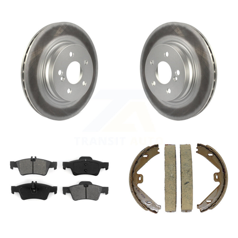 Rear Disc Coated Rotors Semi-Metallic Pads Parking Brake Shoes Kit For Mercedes-Benz E550 KGS-103242