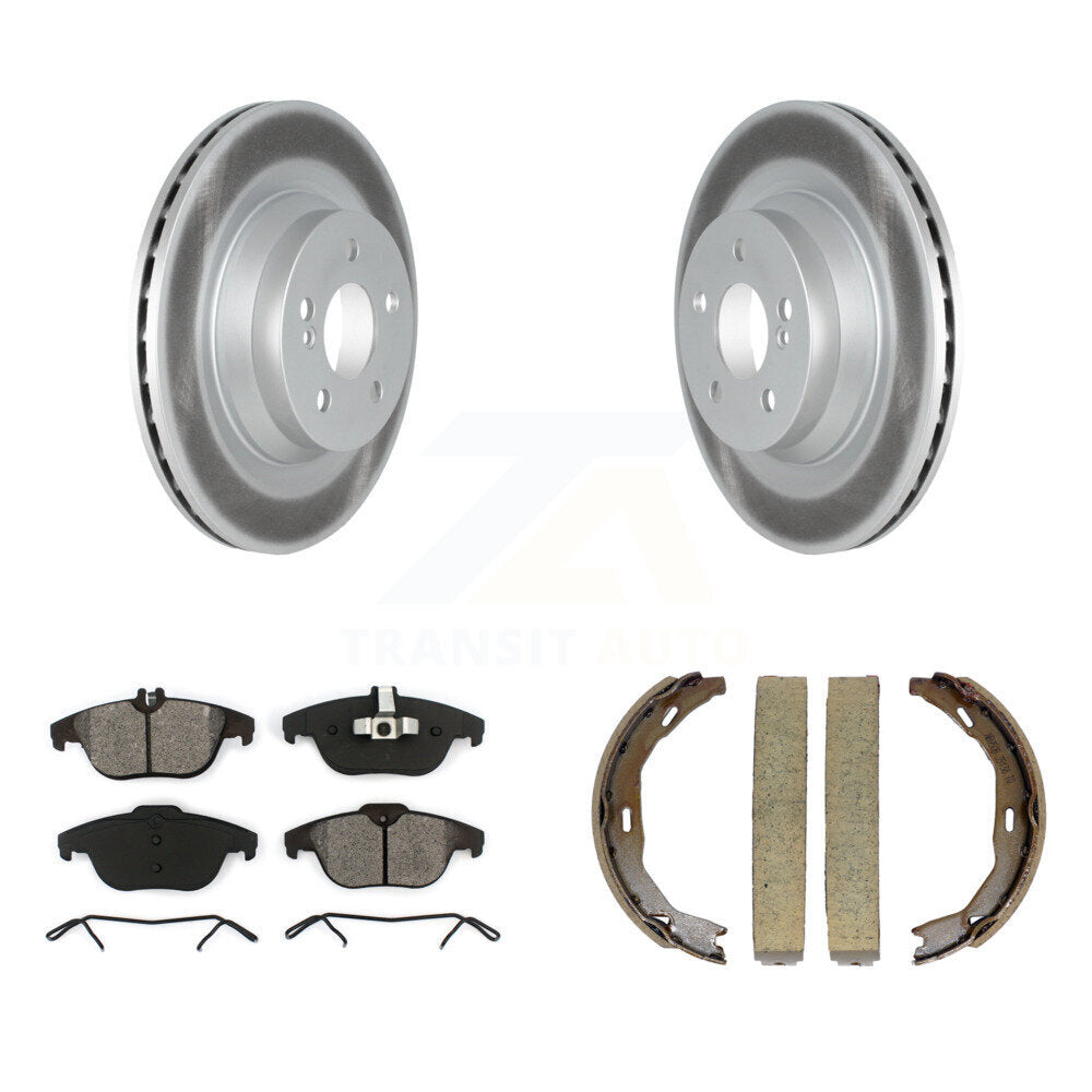 Rear Disc Coated Rotors Semi-Metallic Pads Parking Brake Shoes Kit For Mercedes-Benz E550 KGS-103243
