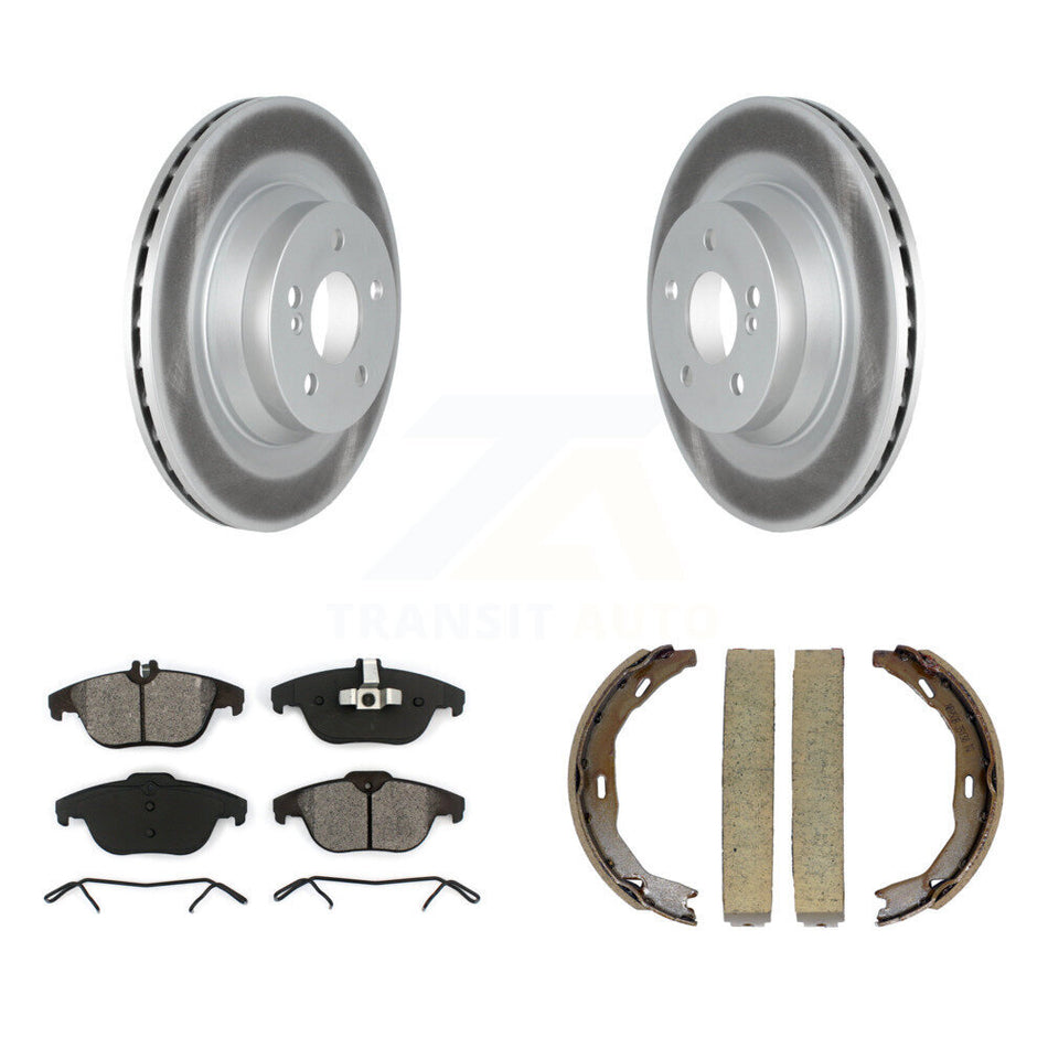 Rear Disc Coated Rotors Semi-Metallic Pads Parking Brake Shoes Kit For Mercedes-Benz E550 KGS-103243