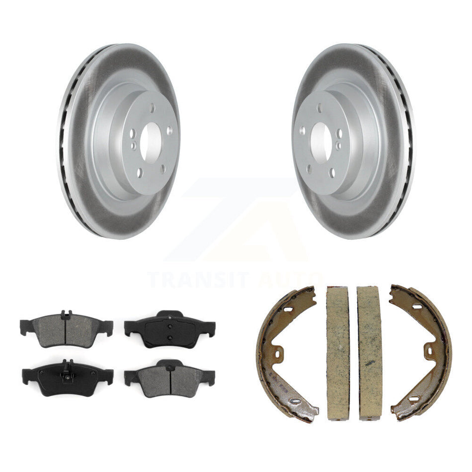 Rear Disc Coated Rotors Semi-Metallic Pads Parking Brake Shoes Kit For Mercedes-Benz E550 KGS-103244