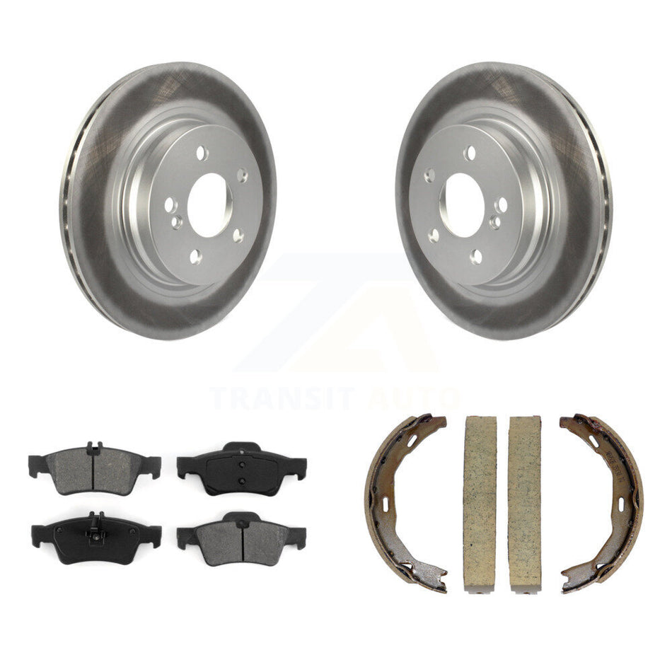Rear Disc Coated Rotors Semi-Metallic Pads Parking Brake Shoes Kit For Mercedes-Benz E550 KGS-103245