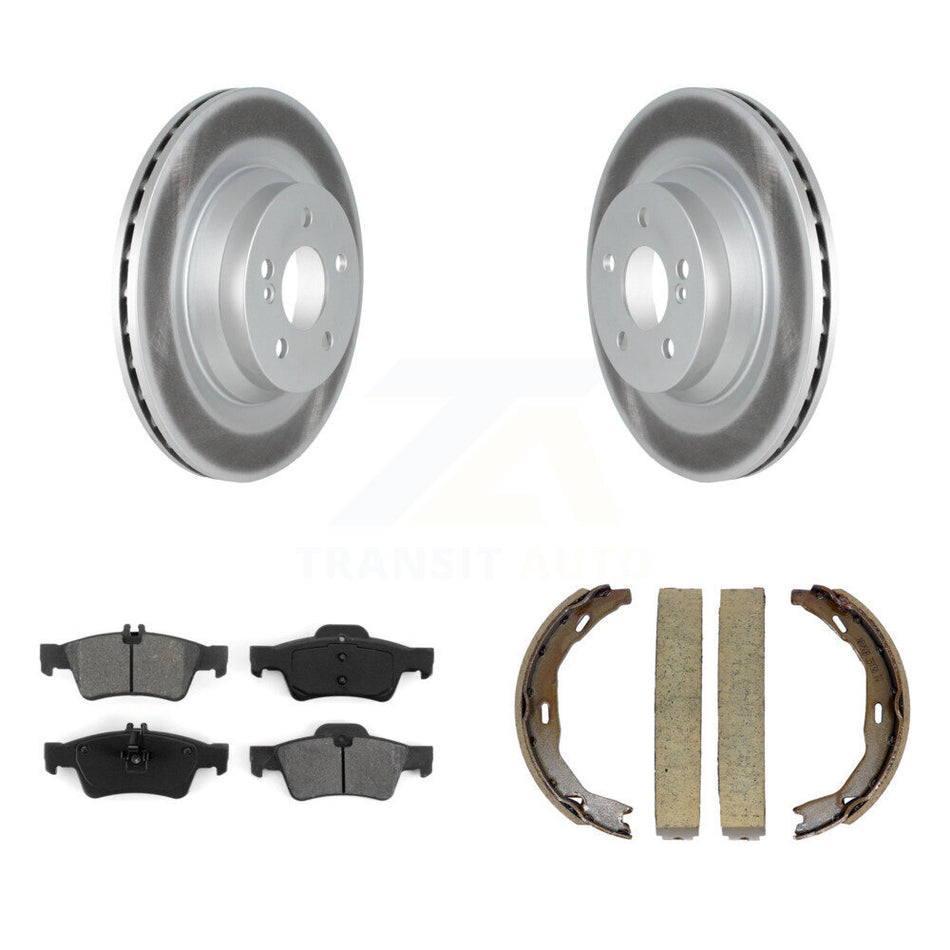 Rear Disc Coated Rotors Semi-Metallic Pads Parking Brake Shoes Kit For Mercedes-Benz E550 KGS-103246
