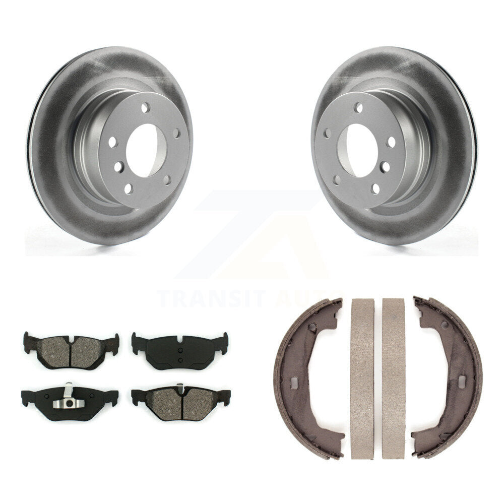 Rear Disc Coated Rotors Semi-Metallic Pads Parking Brake Shoes Kit For 2008-2013 BMW 128i KGS-103253