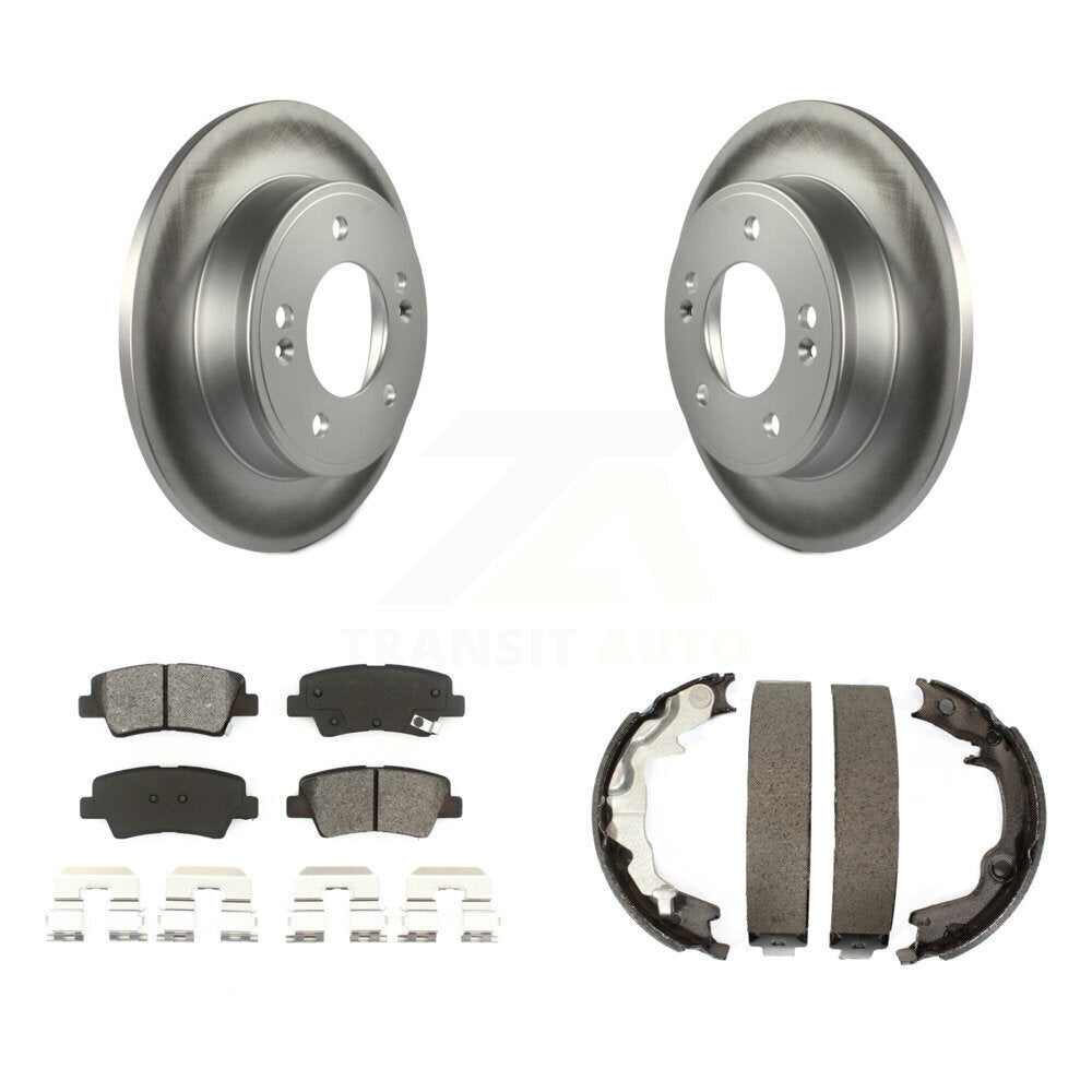Rear Disc Coated Rotors Semi-Metallic Pads And Parking Shoes Kit For 2014 Kia Forte Koup KGS-103254