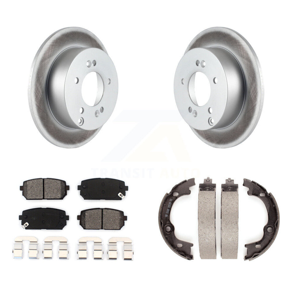 Rear Disc Coated Rotors Semi-Metallic Pads And Parking Shoes Kit For 2007-2010 Kia Rondo KGS-103255