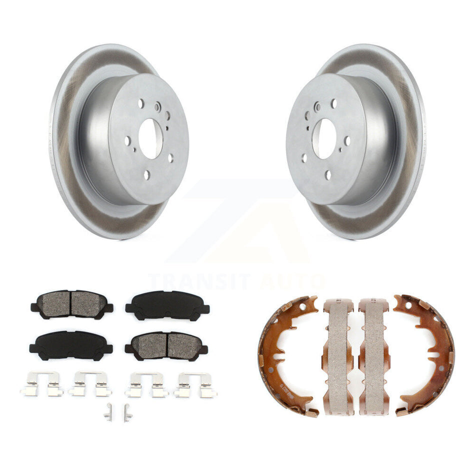 Rear Disc Coated Rotors Semi-Metallic Pads Parking Shoes Kit For 08-13 Toyota Highlander KGS-103256