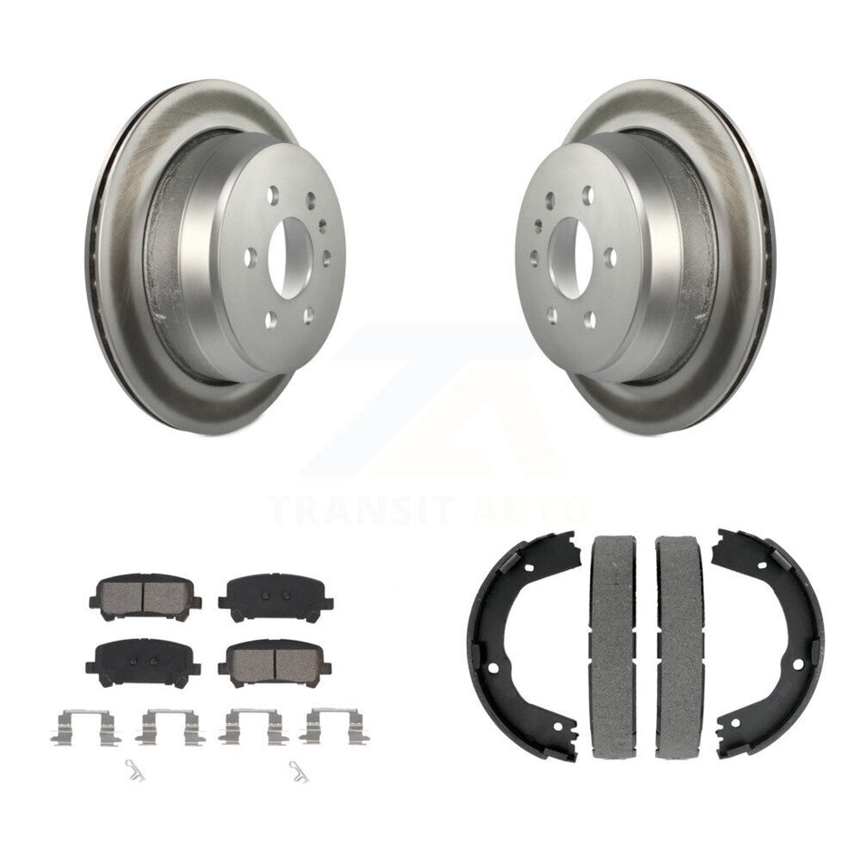 Rear Disc Coated Rotors Semi-Metallic Pads & Parking Shoes Kit For Chevrolet Colorado GMC KGS-103257