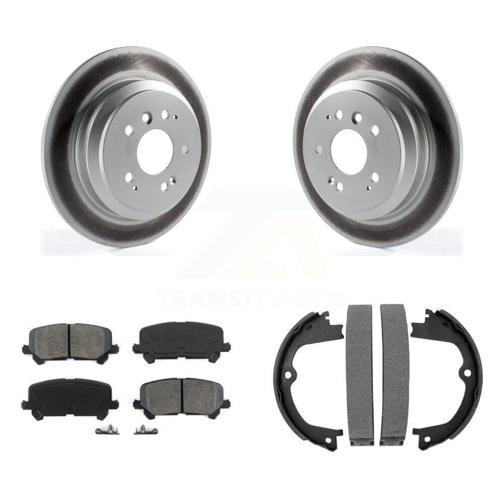 Rear Disc Coated Rotors Semi-Metallic Pads & Parking Shoes Kit For Honda Pilot Ridgeline KGS-103258