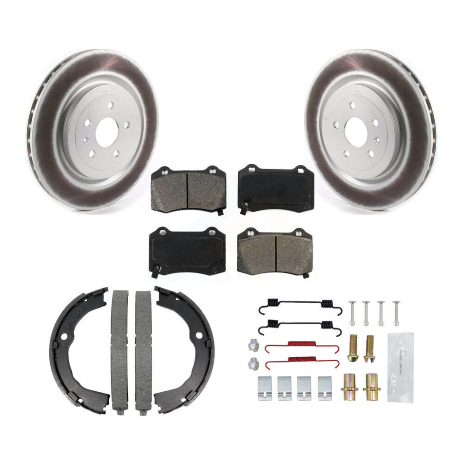 Rear Disc Coated Rotors Semi-Metallic Pads Parking Shoes & Hardware Kit For Chevrolet CTS KGS-103263