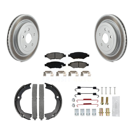 Rear Disc Coated Rotors Semi-Metallic Pads Parking Shoes & Hardware Kit For Chevrolet CTS KGS-103273