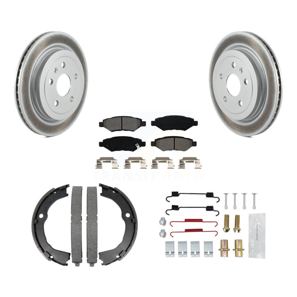Rear Disc Coated Rotors Semi-Metallic Pads Parking Shoes & Hardware Kit For Chevrolet CTS KGS-103273
