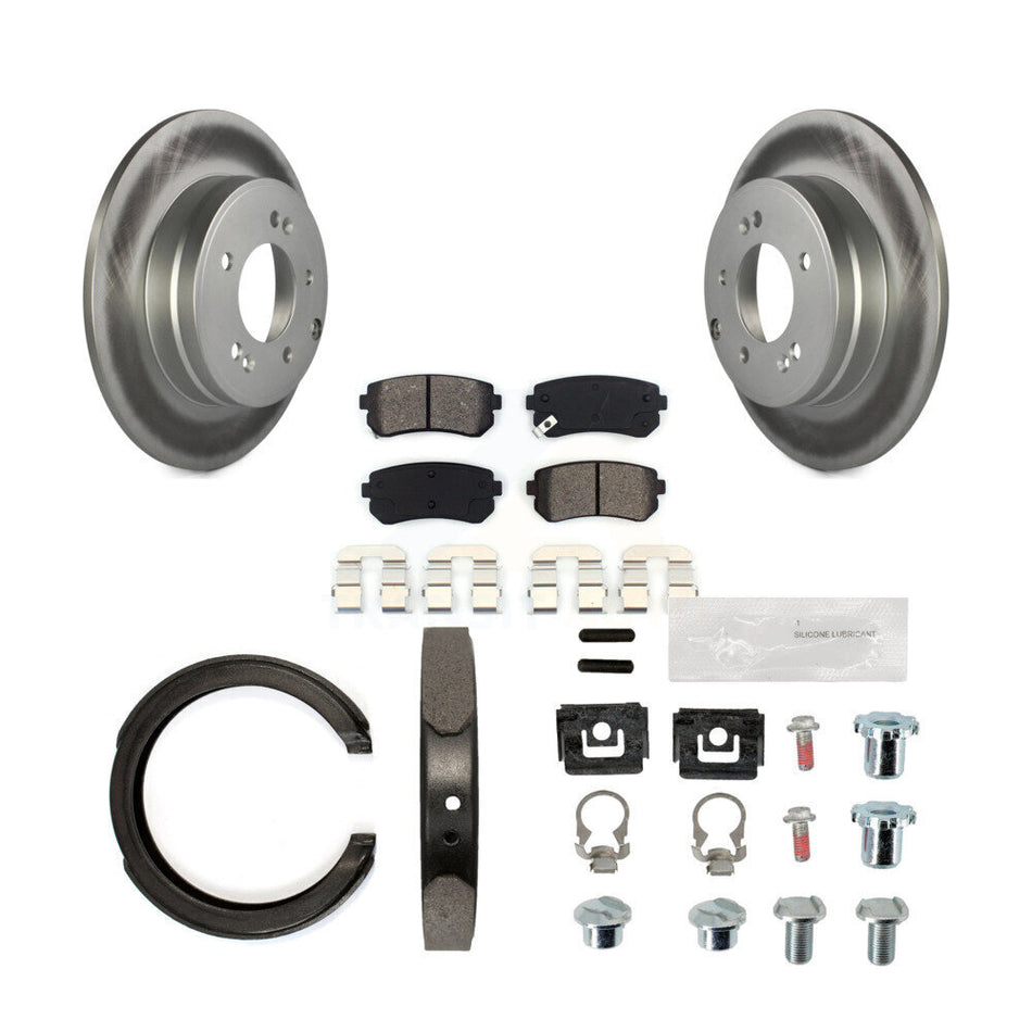 Rear Disc Coated Rotors Semi-Metallic Pads Parking Shoes Hardware Kit For Hyundai Tucson KGS-103275