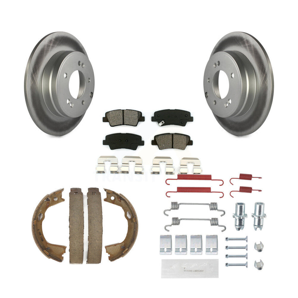 Rear Disc Coated Rotors Semi-Metallic Pads Parking Shoes Hardware Kit For Hyundai Sonata KGS-103277