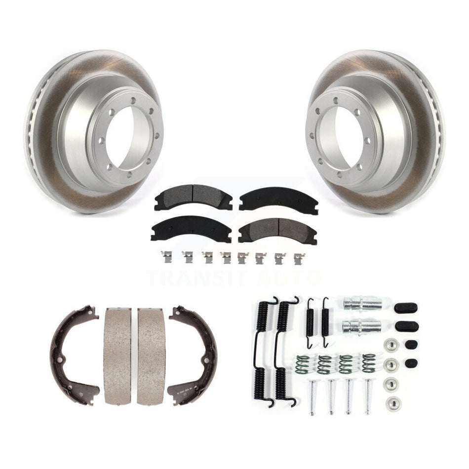 Rear Disc Coated Rotors Semi-Metallic Pads Parking Brake Shoes And Hardware Kit For KGS-103284