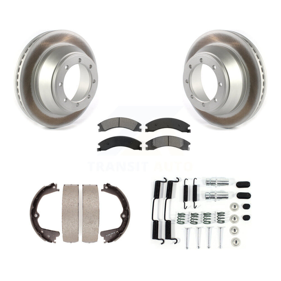 Rear Disc Coated Rotors Semi-Metallic Pads Parking Brake Shoes And Hardware Kit For KGS-103285