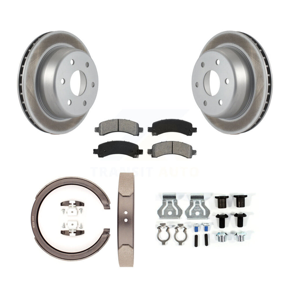 Rear Disc Coated Rotors Semi-Metallic Pads Parking Brake Shoes And Hardware Kit For KGS-103292
