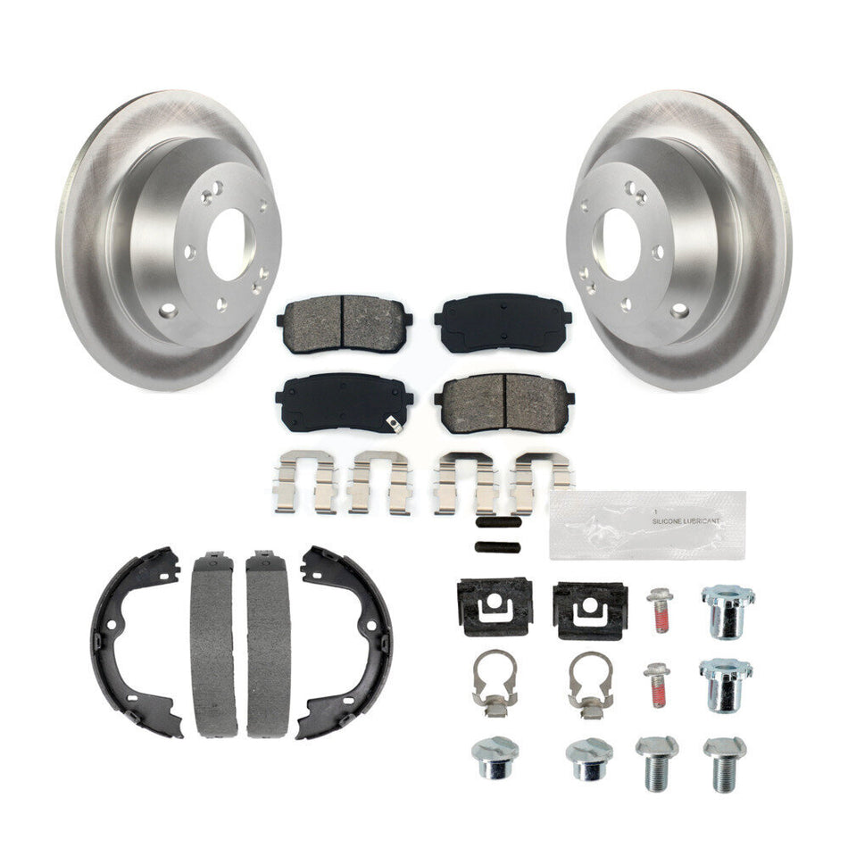 Rear Disc Coated Rotors Semi-Metallic Pads Parking Shoes And Hardware Kit For Kia Sedona KGS-103302