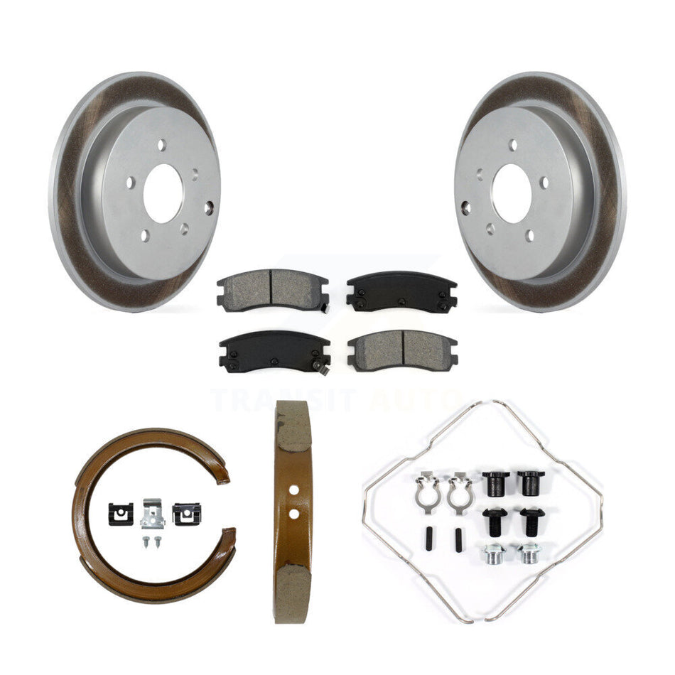 Rear Disc Coated Rotors Semi-Metallic Pads Parking Shoes & Hardware Kit For Buick Pontiac KGS-103323